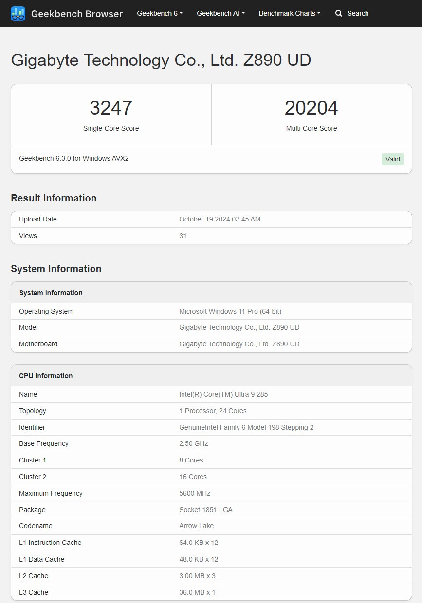 Ultra-9-285-Geekbench