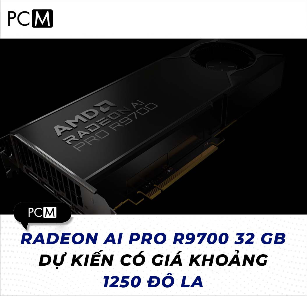 Radeon AI PRO R9700 32 GB dự kiến có giá khoảng 1250 đô la