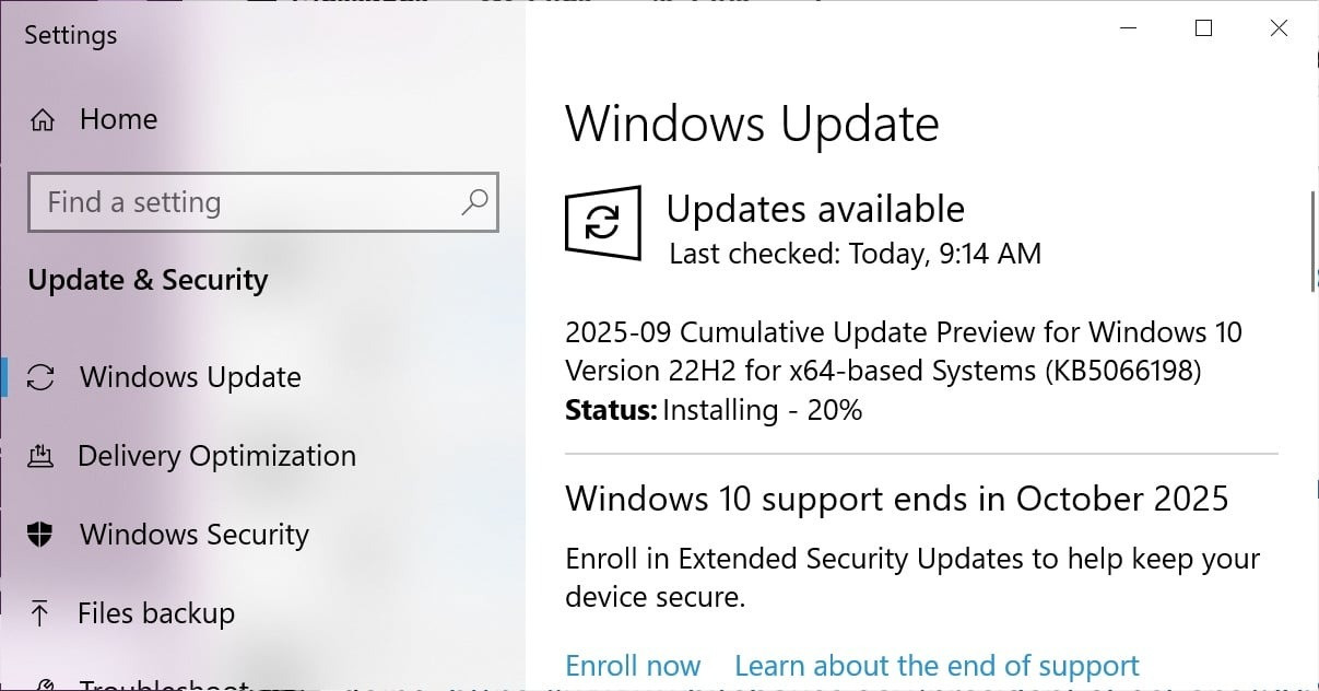 Microsoft phát hành bản cập nhật xem trước Windows 10 KB5066198 cuối cùng