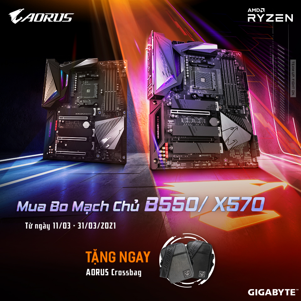 Mua Bo Mạch Chủ GIGABYTE AORUS B550/X570 - Nhận ngay Túi đeo AORUS