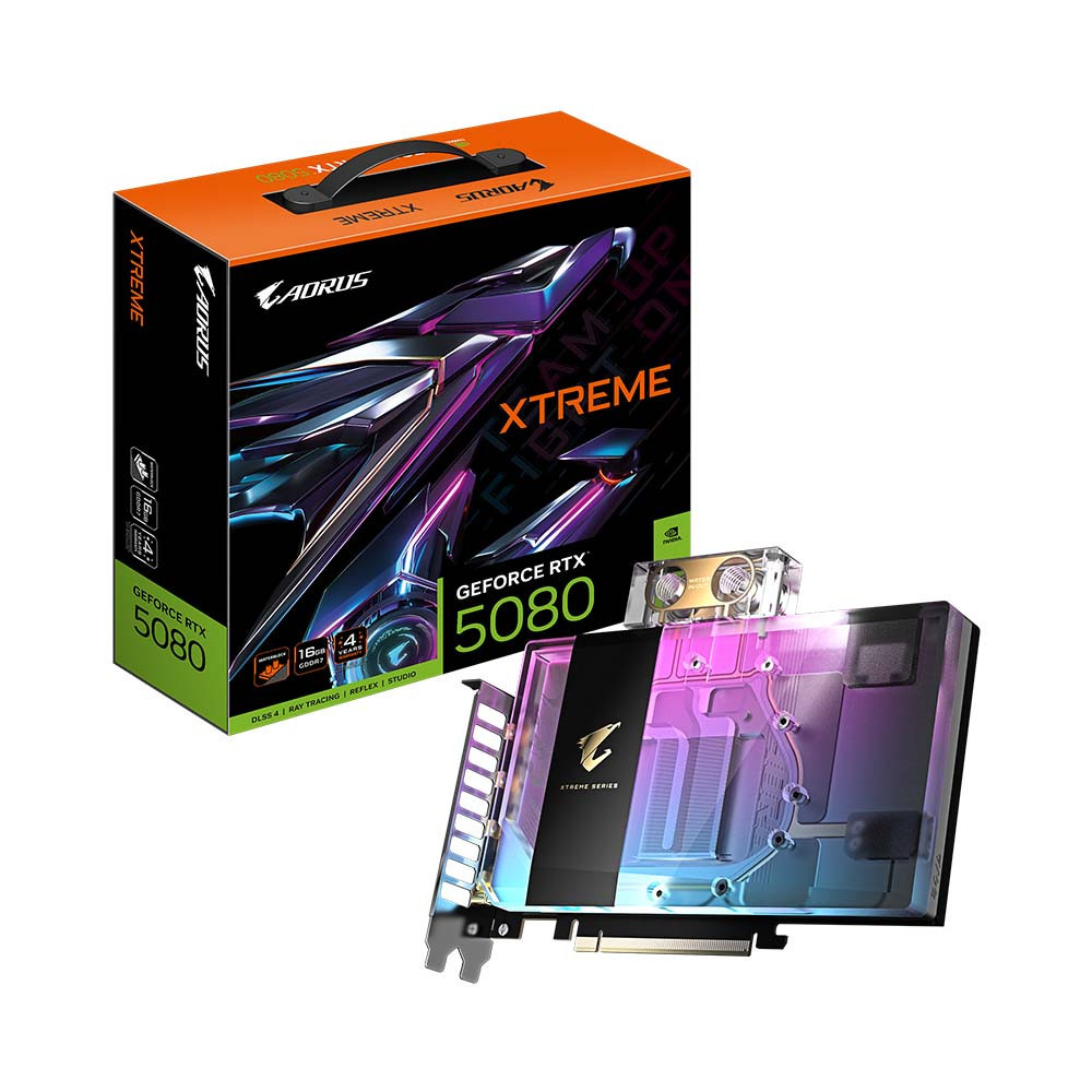 Card màn hình GIGABYTE AORUS GeForce RTX 5080 XTREME WATERFORCE WB 16G GDDR7