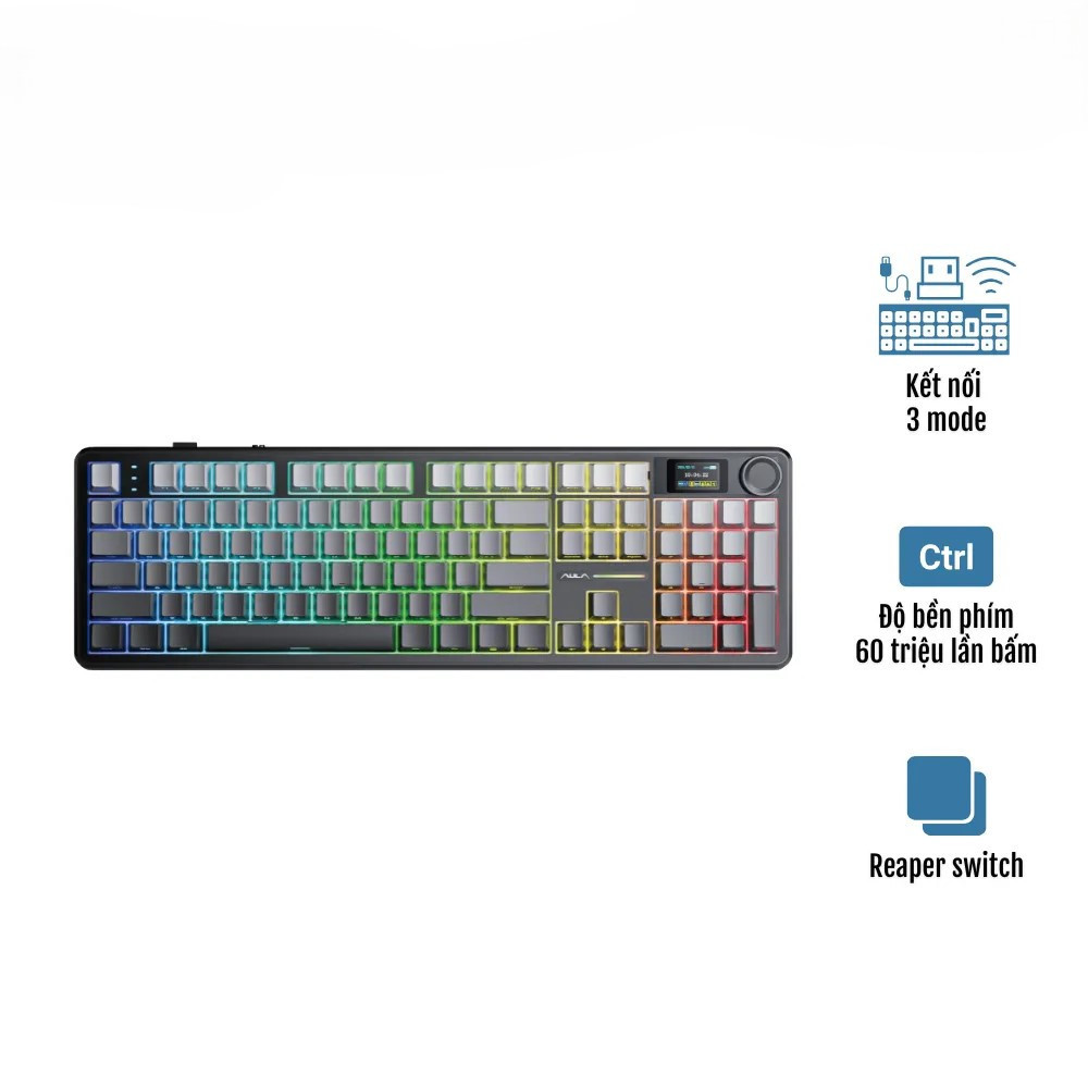 Bàn phím cơ AULA F108 Pro Black Gradient Nimbus switch