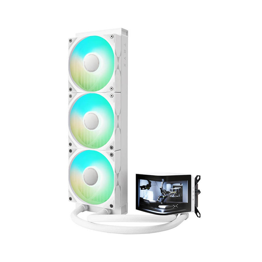 Tản nhiệt nước TRYX PANORAMA 360 ARGB WHITE (Màn AMOLED 6.5/Bơm ASETEK 8)