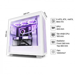 Vỏ máy tính NZXT H7 Flow White  (Mid Tower/Màu Trắng)