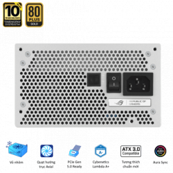 Nguồn máy tính ASUS ROG STRIX 1000W Gold Aura White Edition Gaming (1000W- 80Plus Gold – Aura Sync, PCIe 5.0 support )