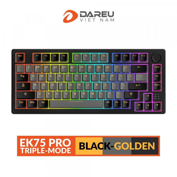 BÀN PHÍM CƠ DAREU EK75 PRO TRIPLE MODE BLACK-GOLDEN _FIREFLY SWITCH