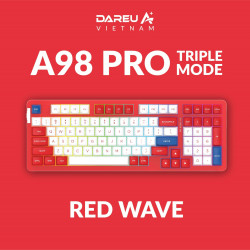 BÀN PHÍM CƠ DAREU A98 PRO TRI MODE RED WAVE (DAREU DREAM SWITCH, TYPE C + BLUETOOTH 5.1 + 2.4G)