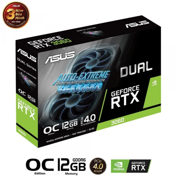 Card màn hình ASUS Dual GeForce RTX 3060 OC Edition 12GB V2 (DUAL-RTX3060-O12G-V2)