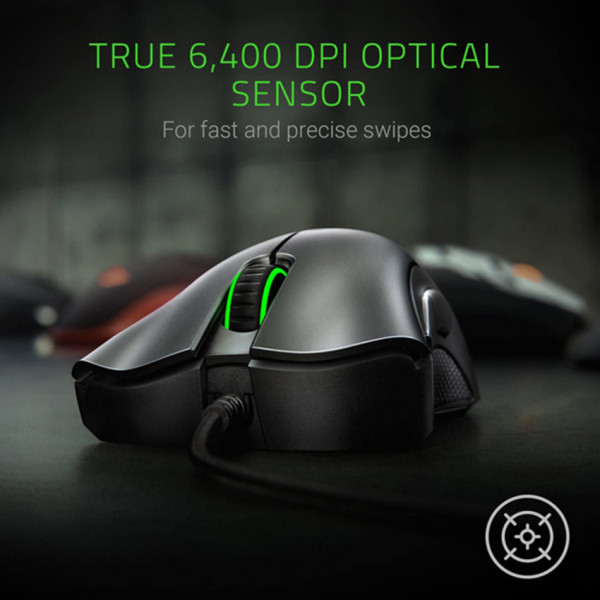 Chuột Razer DeathAdder Essential Ergonomic đen (USB/Led Green)