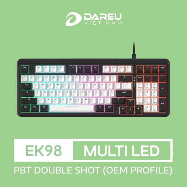 Bàn phím cơ DareU EK98 White Black Dream switch