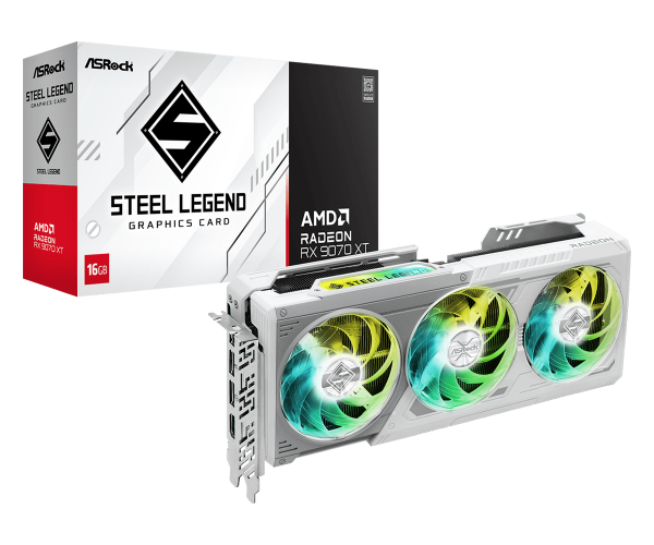 Card màn hình ASROCK AMD Radeon RX 9070 XT Steel Legend 16GB