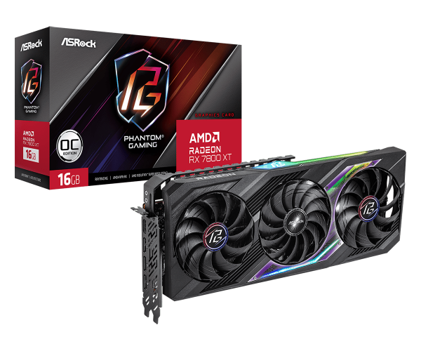 Card màn hình ASROCK AMD Radeon RX 7800 XT Phantom Gaming 16GB OC