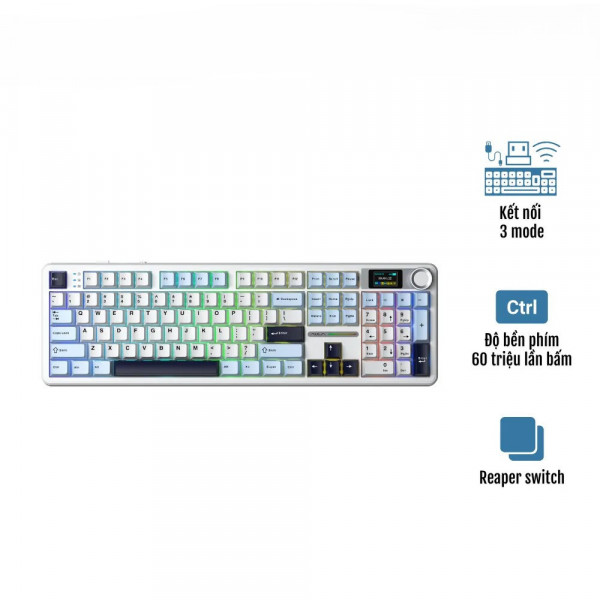 Bàn phím cơ AULA F108 Pro Glacier Blue Reaper switch