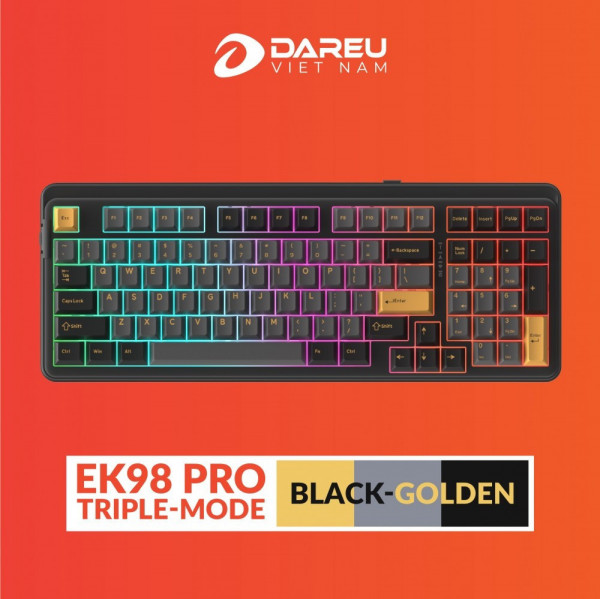 Bàn phím cơ DareU EK98 Pro Triple Mode Black Golden DareU Cloud switch