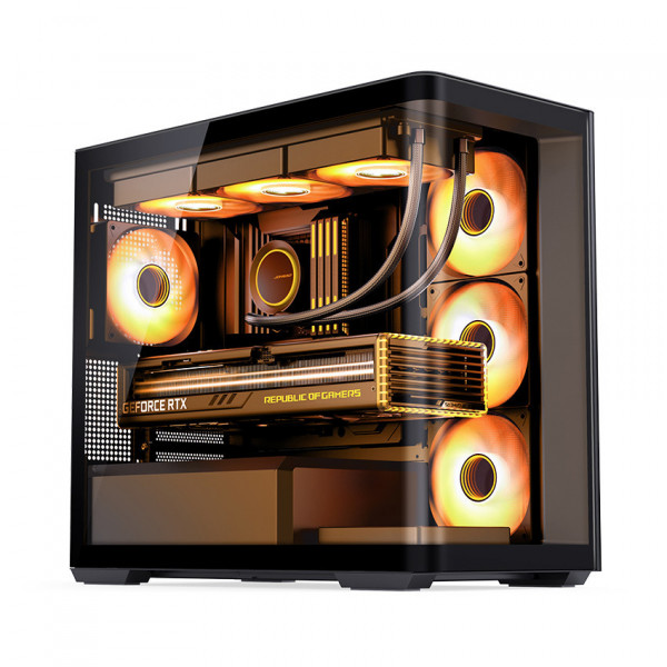 Vỏ case JONSBO D300 BLACK (mATX/Mid Tower/Màu ĐEN /Kính Cong)