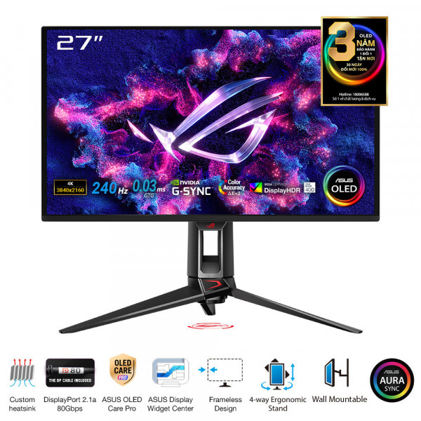 Màn Hình Gaming ASUS ROG Swift OLED PG27UCDM (26.5 inch - 4K - OLED - 240Hz - 0.03ms)