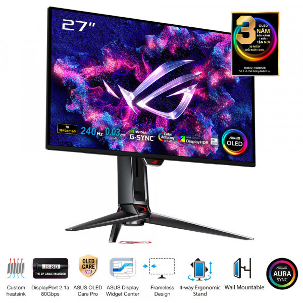 Màn Hình Gaming ASUS ROG Swift OLED PG27UCDM (26.5 inch - 4K - OLED - 240Hz - 0.03ms)