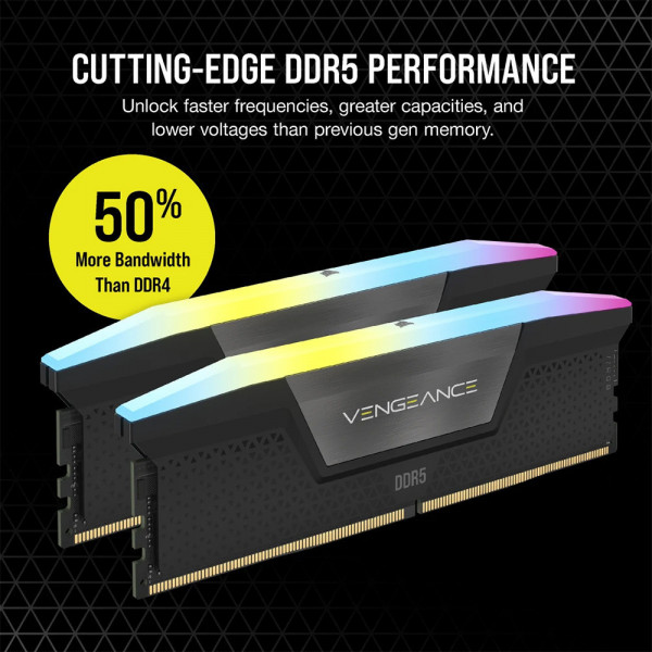 RAM CORSAIR VENGEANCE RGB 64GB (2x32GB) DDR5 6000Mhz (CMH64GX5M2B6000C38)