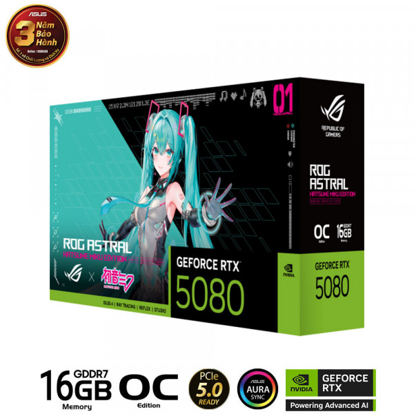 Card màn hình ASUS ROG Astral GeForce RTX 5080 16GB GDDR7 Hatsune Miku Edition