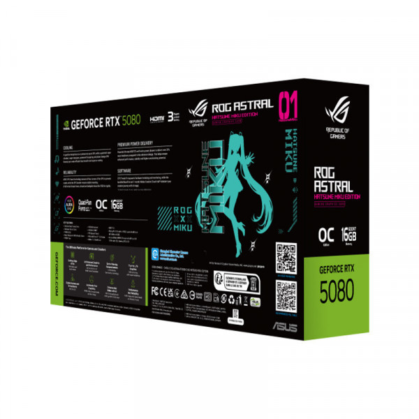 Card màn hình ASUS ROG Astral GeForce RTX 5080 16GB GDDR7 Hatsune Miku Edition