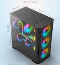 Vỏ case KENOO ESPORT G362 3F - Mầu Đen ( 3 fan led RGB rainbow)