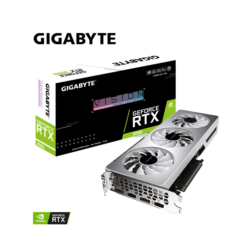 Card màn hình Gigabyte RTX 3060 VISION OC 12G (12GB GDDR6, 192-bit, HDMI +DP, 1x8-pin)