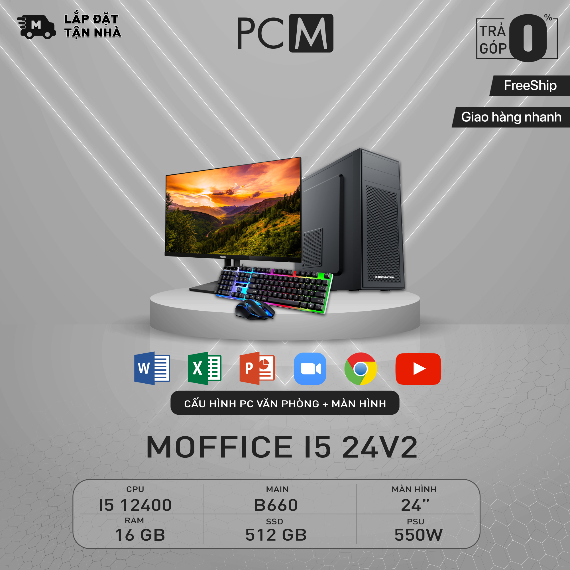 MOFFICE I5 24V2 (I5 12400/16gb RAM/512GB SSD/Màn 24&quot;)